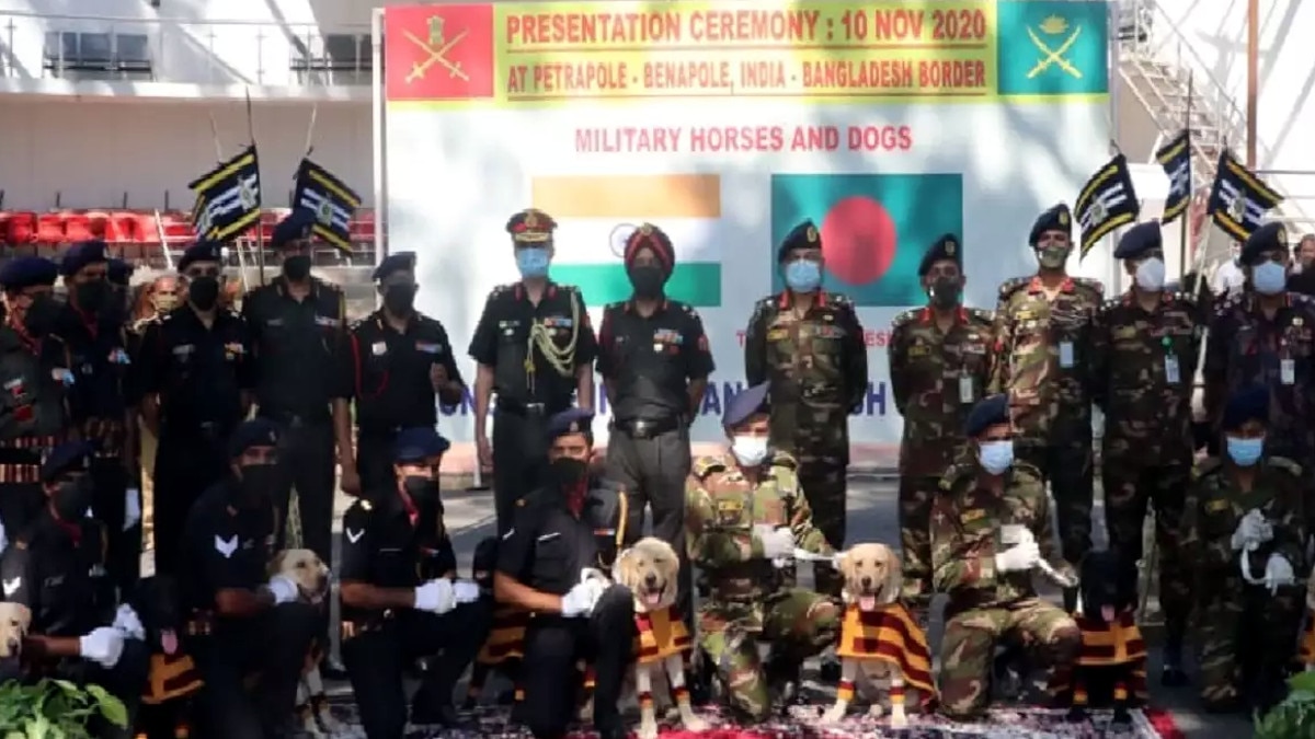 Dhaka : भारतीय सेना ने 20 सैन्य घोड़े और बारूदी सुरंग का पता लगाने वाले 10 कुत्ते बांग्लादेश सेना को दिए.