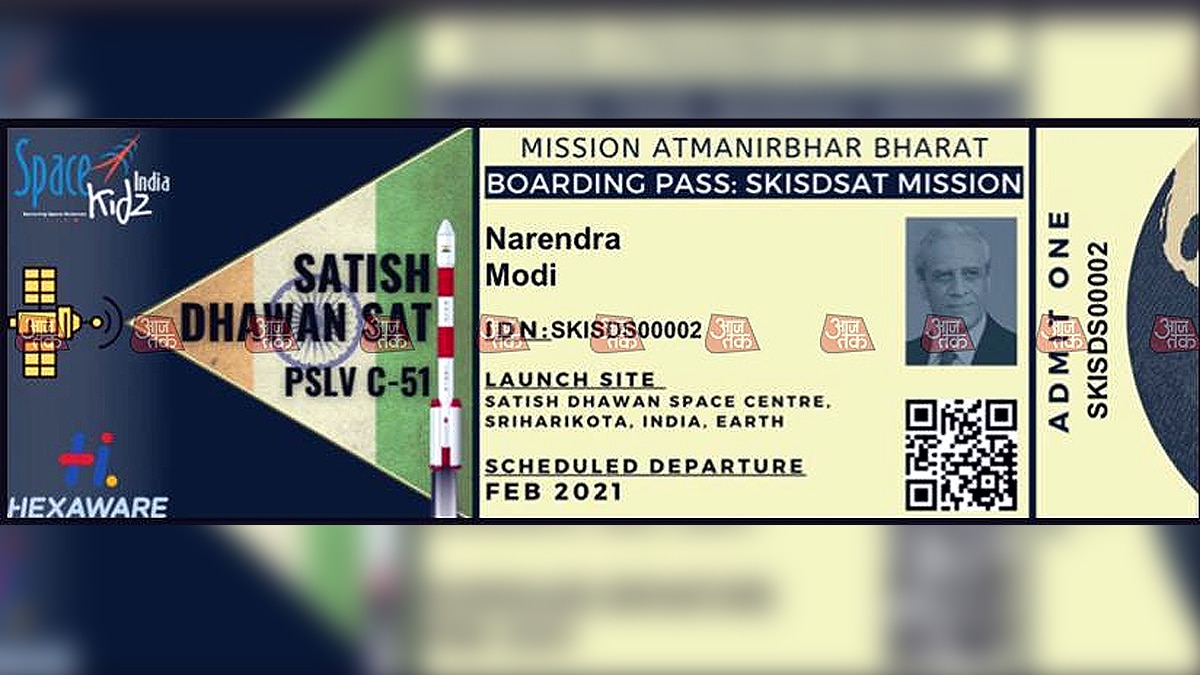 PM Modi Photo on ISRO Space Kidz India Satellite