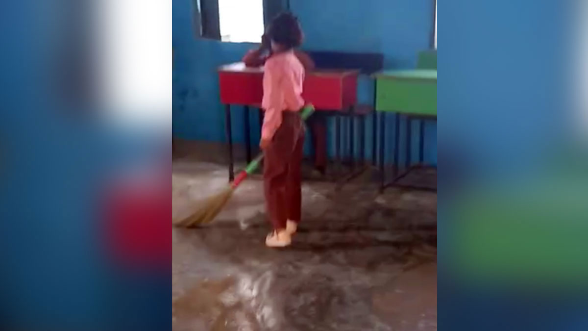  सरकारी स्कूल में बच्चों का झाड़ू और बर्तन धोने वाला वीडियो वायरल