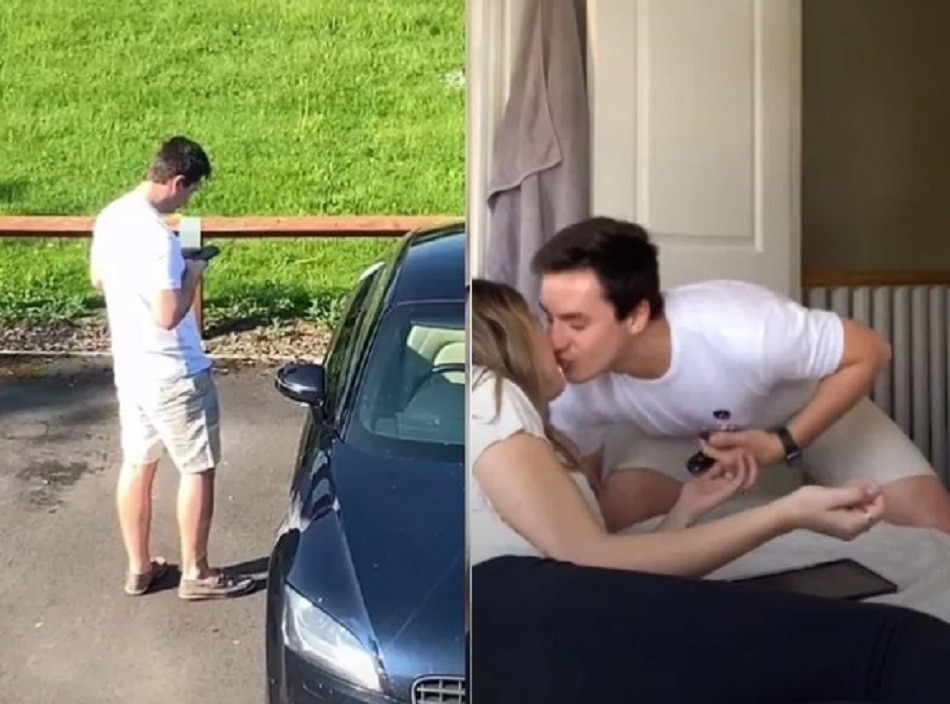 Woman cheating prank