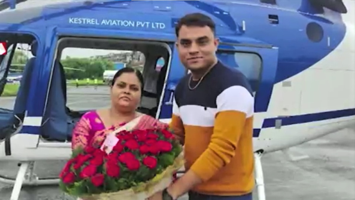 Maharashtra: Son fulfill mom's dream of flying in helicopter