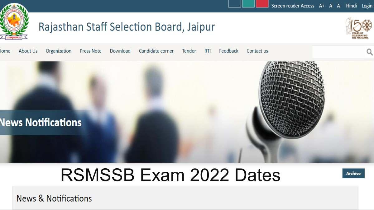 RSMSSB Recruitment Exam 2022 Dates