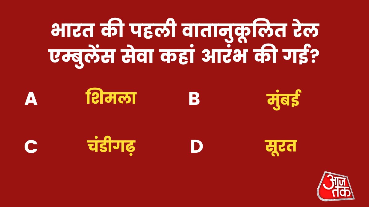 भारत की पहली वातानुकूलित रेल एम्बुलेंस सेवा कहां पर आरंभ की गई?