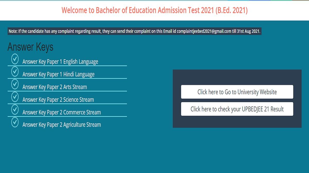 UP BEd Result 2021 यूपी बीएड प्रवेश परीक्षा के रिजल्‍ट जारी, ऐसे चेक