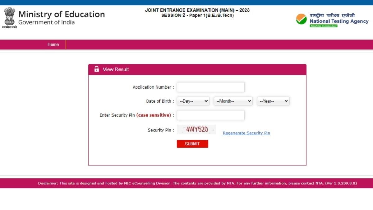 JEE Main Session 2 Result 2023 LIVE