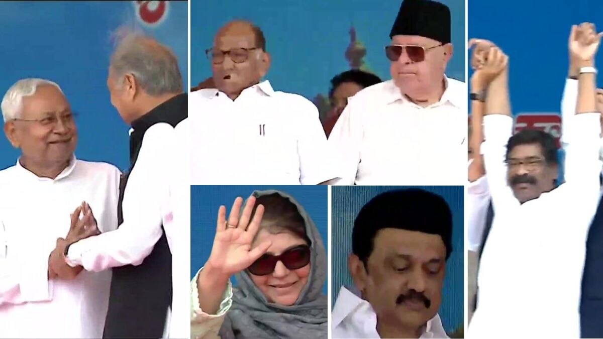 शपथ ग्रहण कार्यक्रम में दिखी विपक्षी एकता की तस्वीर (फोटो: ANI)