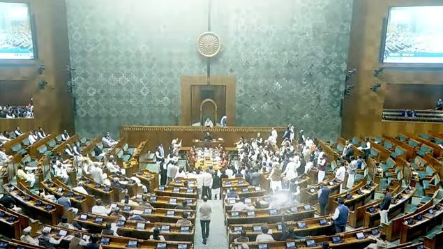 लोकसभा में नारेबाजी करते सदस्य