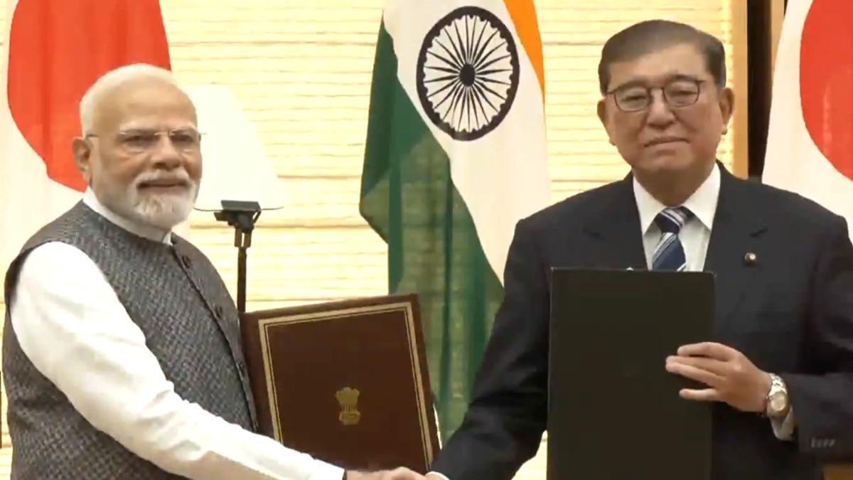 Prime Minister Narendra Modi and Japanese PM Shigeru Ishiba exchange Agreements