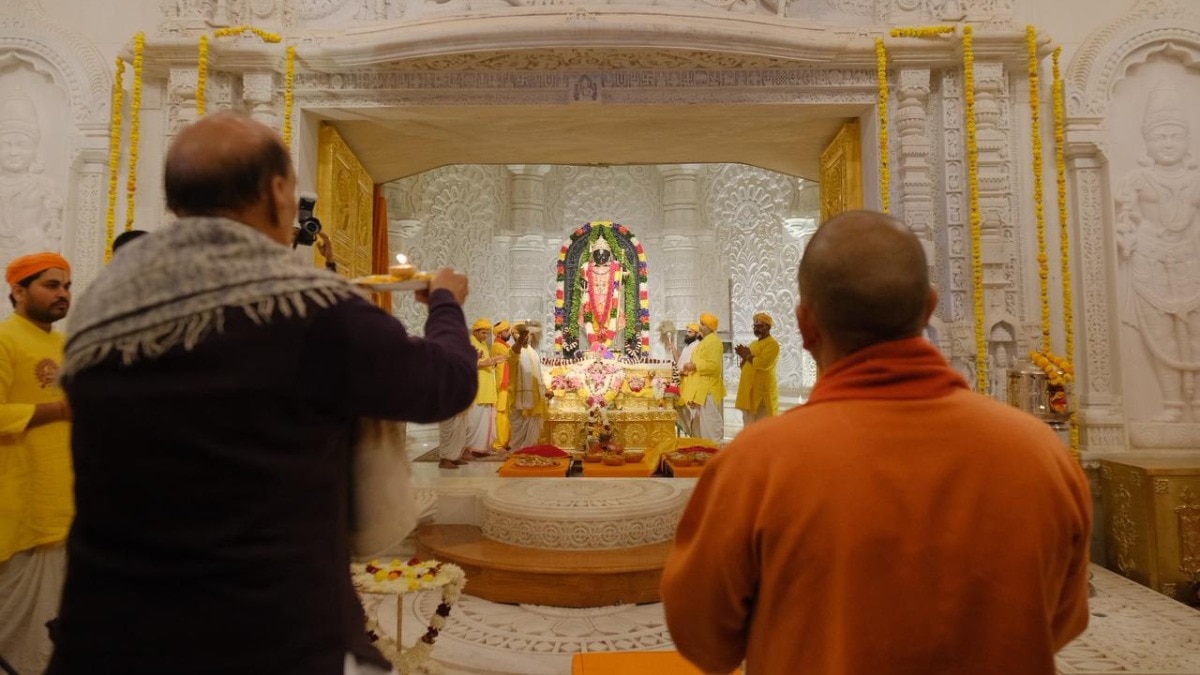 श्रीरामलला के विराजमान होने के अवसर पर आज प्रतिष्ठा द्वादशी समारोह. (Photo: PTI)
