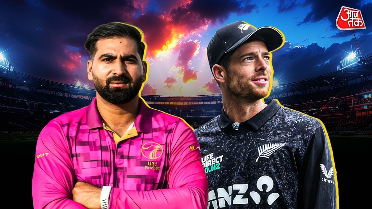 UAE vs NZ. (Muhammad Waseem (c) and Mitchell Santner (c)