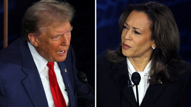 President Donald Trump with  Kamala Harris.