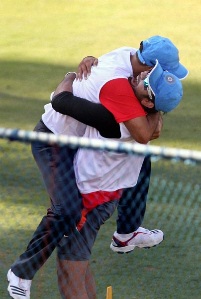 विश्‍वकप के लिए अभ्‍यास करते भारतीय खिलाड़ी...