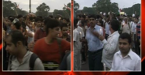 अन्ना की गिरफ्तारी के खिलाफ समर्थकों ने किया कैंडिल मार्च