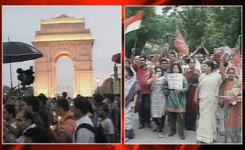 अन्ना की गिरफ्तारी के खिलाफ समर्थकों ने किया कैंडिल मार्च