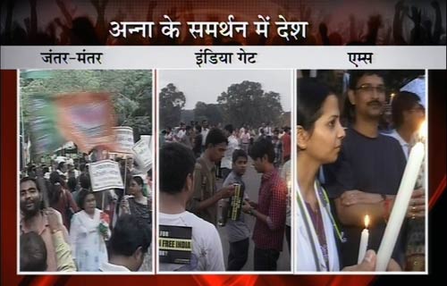 अन्ना की गिरफ्तारी के खिलाफ समर्थकों ने किया कैंडिल मार्च