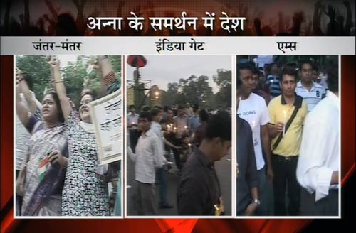 अन्ना की गिरफ्तारी के खिलाफ समर्थकों ने किया कैंडिल मार्च