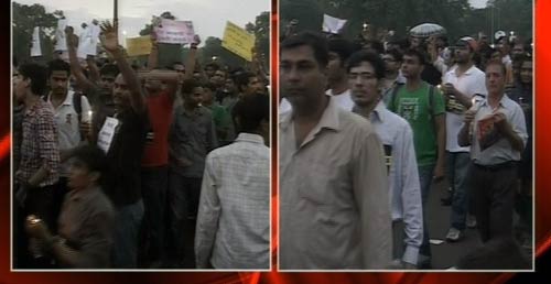 अन्ना की गिरफ्तारी के खिलाफ समर्थकों ने किया कैंडिल मार्च