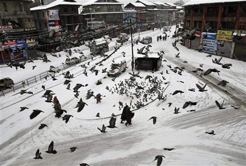 जन्‍नत-ए-कश्‍मीर में बर्फबारी के सुंदर नजारे