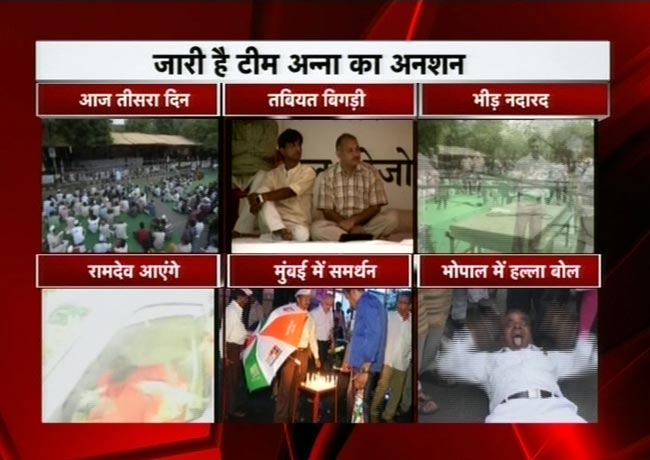 अनशन के तीसरे दिन की तस्‍वीरें | दूसरे दिन की तस्‍वीरें