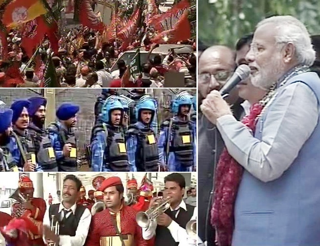 भारत के भावी प्रधानमंत्री नरेंद्र मोदी का नई दिल्‍ली में भव्‍य स्‍वागत