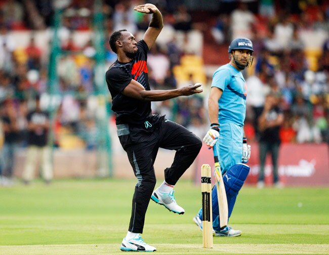 क्रिकेट में बोल्ट ने दिया युवी को 'झटका' तो 100 मीटर में जीते युवराज