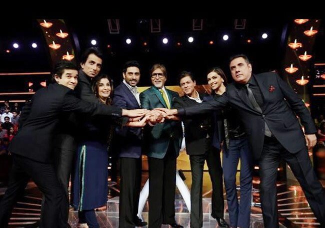 शाहरुख, दीपिका, एकता, अभिषेक ने KBC सेट पर किया 'हैप्‍पी न्‍यू ईयर' का प्रमोशन