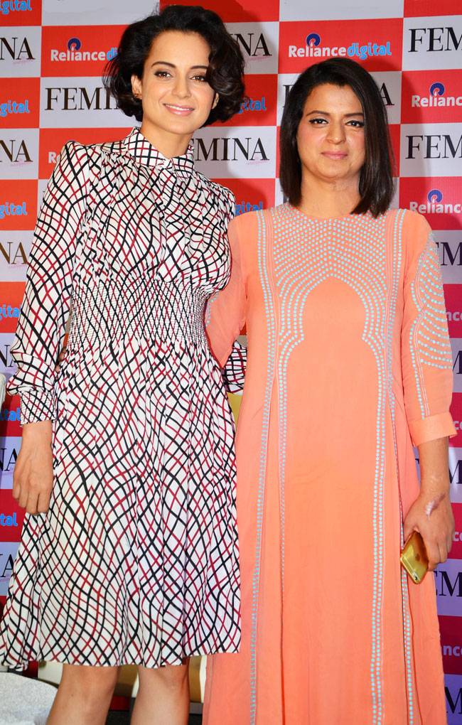 बहन रंगोली संग कंगना ने किया मैगजीन कवर लॉन्च