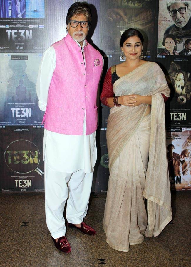 'तीन' के ग्रैंड इवेंट में अमिताभ संग नजर आईं विद्या बालन...