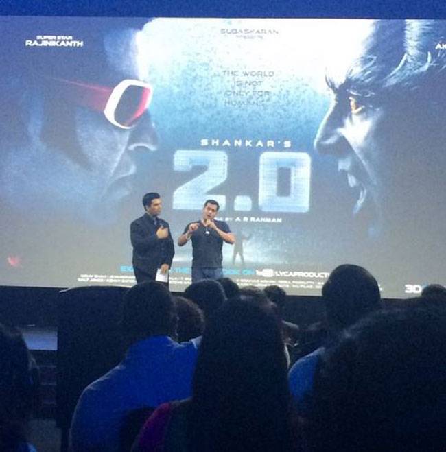 रजनीकांत की फिल्म 2.0 के फर्स्ट लुक लॉन्च पर पहुंचे सलमान, करण जौहर
