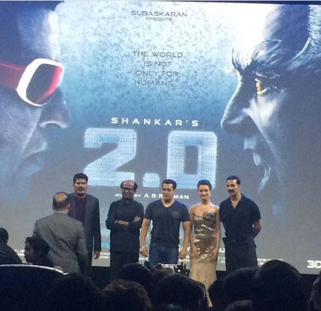 रजनीकांत की फिल्म 2.0 के फर्स्ट लुक लॉन्च पर पहुंचे सलमान, करण जौहर