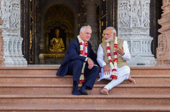 मोदी और ऑस्ट्रेलियाई पीएम टर्नबुल ने अक्षरधाम मंदिर में की पूजा PHOTOS