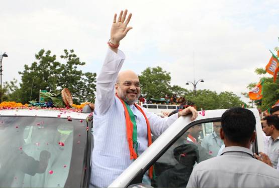 PHOTOS: जयपुर पहुंचे अमित शाह का ग्रैंड वेलकम