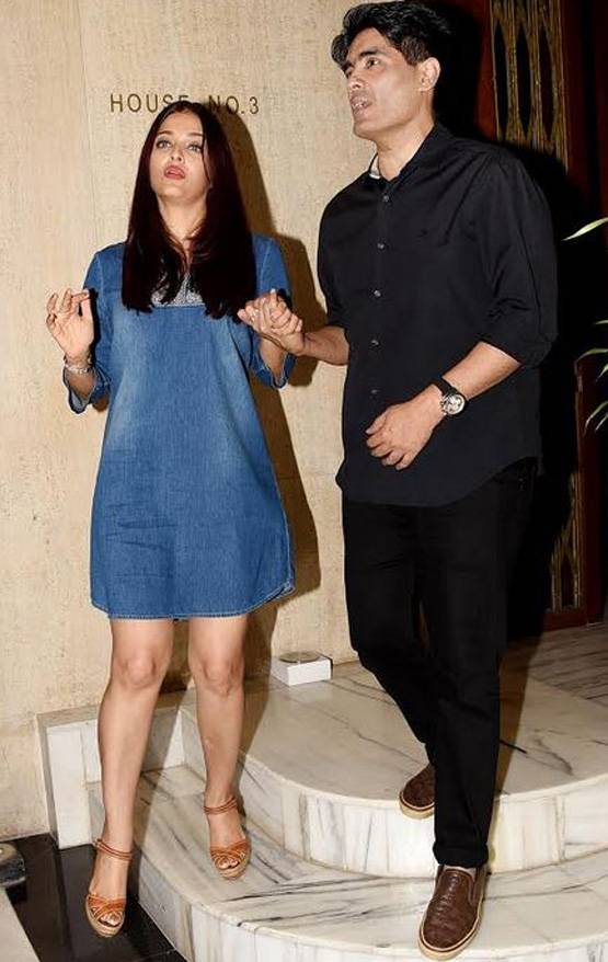 ऐश्वर्या का कैजुअल लुक, शॉर्ट डेनिम ड्रेस में पहुंची मनीष के घर