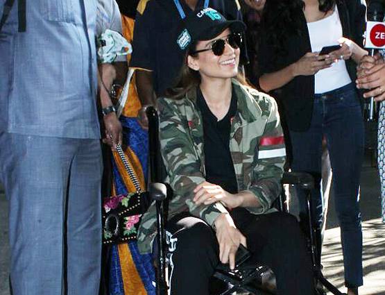 बिना व्हील चेयर के चल नहीं पा रही हैं कंगना रनौत, लगी है गंभीर चोट