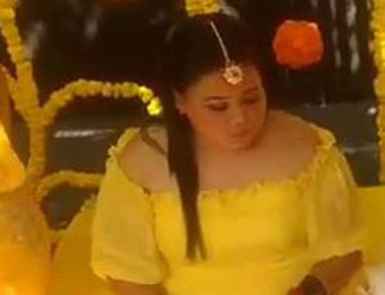 हल्दी सेरेमनी में गाउन में दिखीं भारती, देखें PHOTOS