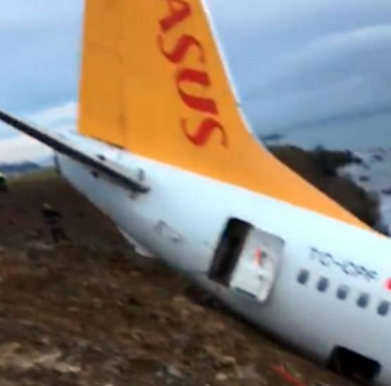 रनवे पर यूं फिसला प्लेन, समुद्र में जाते-जाते बचा, देखें PHOTOS