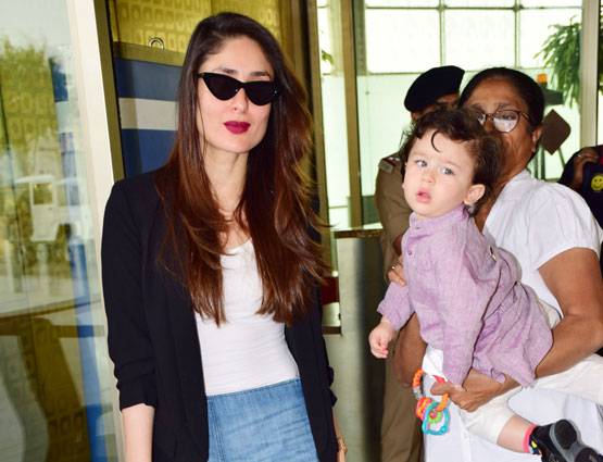 उदयपुर रवाना हुईं करीना, एयरपोर्ट पर मायूस दिखे तैमूर