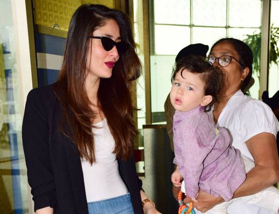 उदयपुर रवाना हुईं करीना, एयरपोर्ट पर मायूस दिखे तैमूर