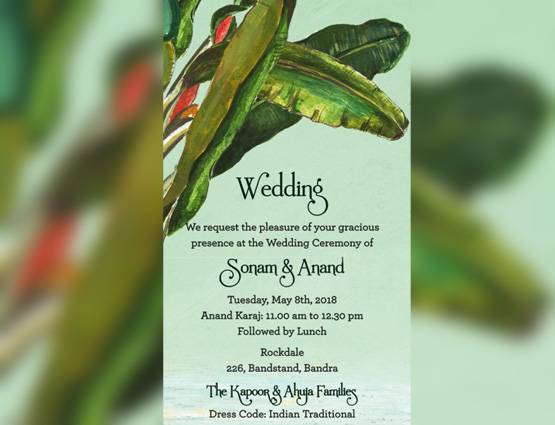 सोनम कपूर की शादी का कार्ड वायरल, देखें तस्वीरें