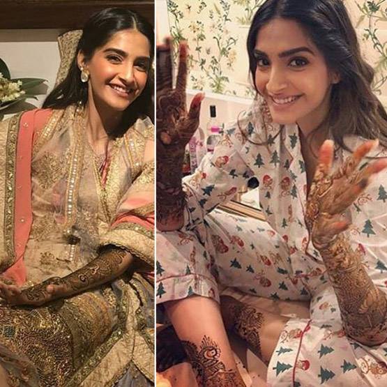 मेहंदी पर दिखा सोनम का कूल अंदाज, डिजाइनर लहंगे संग पहने वाइट स्लीपर