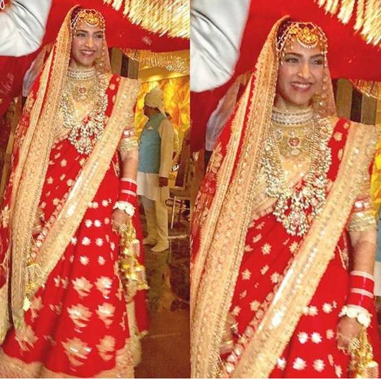 पहली फोटो: दुल्हन के लिबास में सोनम कपूर, कुछ ही सेकंड में वायरल
