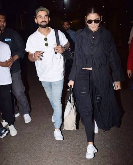 एयरपोर्ट पर अनुष्का को गले लगाकर विराट ने किया वेलकम
