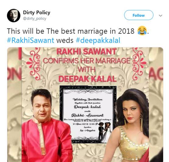 राखी सावंत और दीपक की शादी का उड़ा रहा मजाक, यूं बन रहे मीम्स