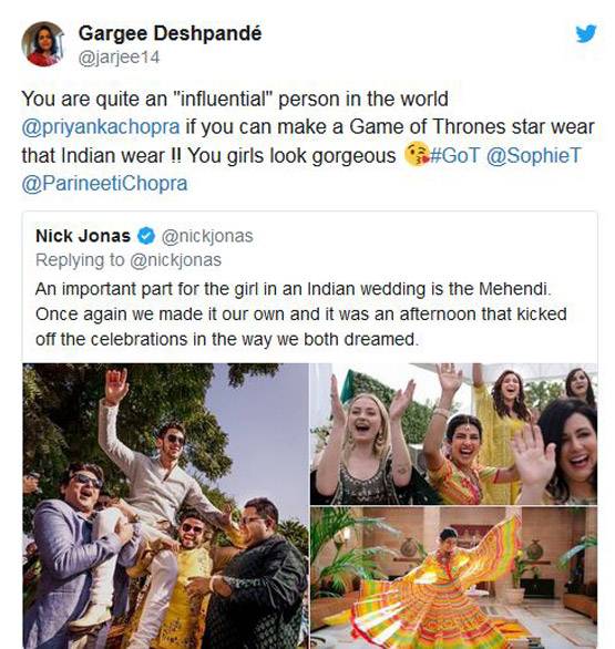 प्रियंका की मेहंदी में छाया गेम ऑफ थ्रोन्स की हीरोइन का लहंगा