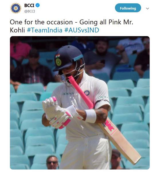 सिडनी टेस्ट में गुलाबी-गुलाबी दिखे कप्तान कोहली, ये थी वजह