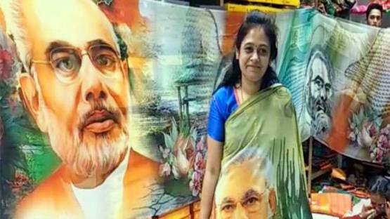 मोदी-राहुल-प्रियंका के बाद अब साड़ी पर सर्जिकल स्ट्राइक, PHOTOS