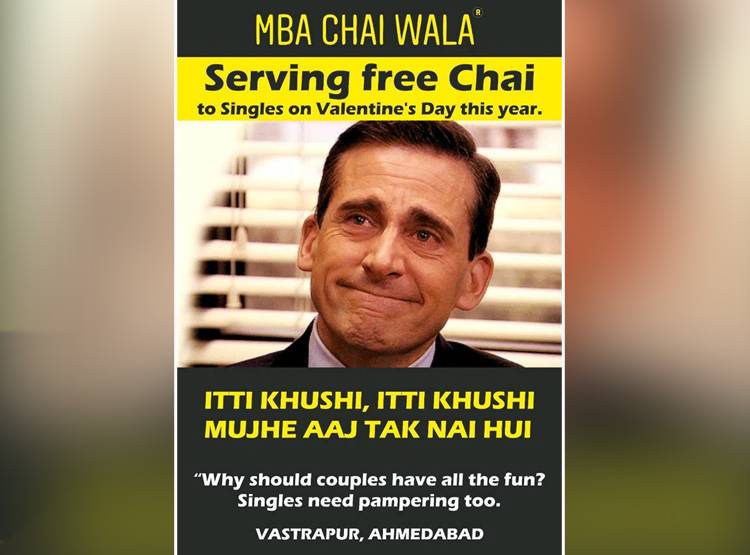 MBA चाय वाला! वैलेंटाइन डे पर प‍िला रहा स‍िंगल्स को फ्री में चाय