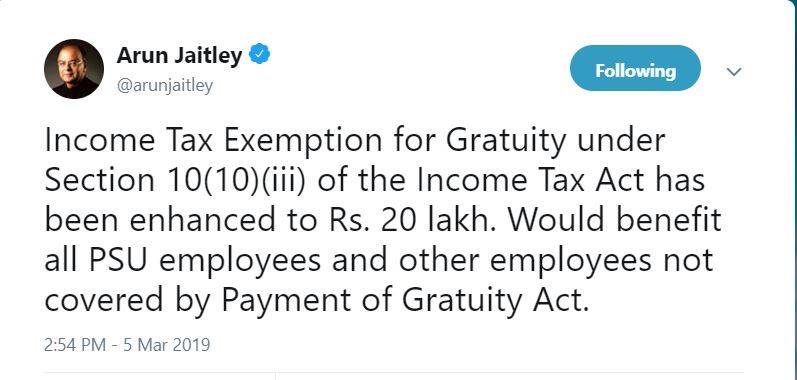लाखों कर्मचारियों को तोहफा, 20 लाख की ग्रेच्युटी टैक्‍स फ्री
