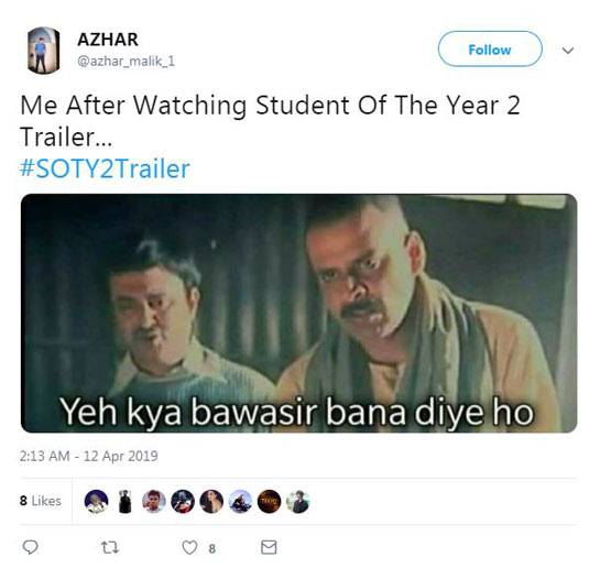 सोशल मीडिया पर स्टूडेंट ऑफ द ईयर 2 का उड़ रहा मजाक, बने फनी मीम्स