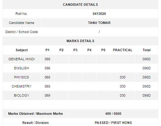 तनु को मिले इतने नंबर, ये है 12वीं के टॉप 5 स्टूडेंट्स की मार्कशीट